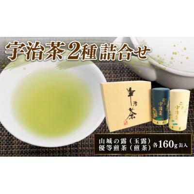 ふるさと納税 京都府 宇治茶 2種詰合せ  山城の露(玉露)・優等煎茶(煎茶)各160g 缶入り 桐箱
