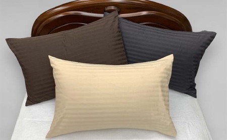 SatinStripeサテンストライプ 昼夜サテン ピロケース【Mサイズ】【グレー】【日本製】