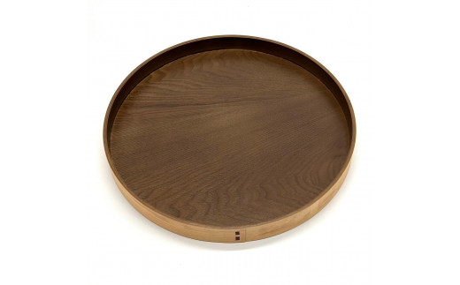 紀州塗り 曲げわっぱ 丸盆 マロンブラウン 27cm 9寸 お盆 トレー トレイ カワイイ 和風  お茶盆 プレート