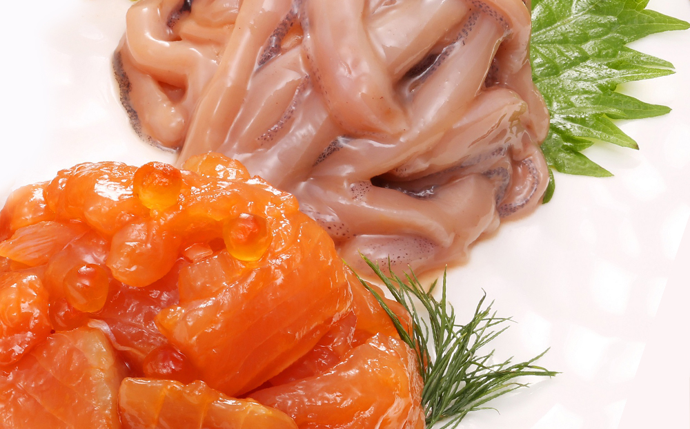 〈佐藤水産〉潮合セット2.鮭ルイベ・石狩味・塩辛・松前漬