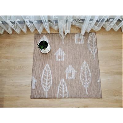 ふるさと納税 紀の川市 滑りにくい洗える吸着マット　90x90cm　2枚入り　<家柄・ベージュ>