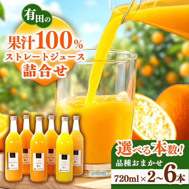 【ふるさと納税】＼選べる本数／ 無添加・有田のジュース詰合せ720ml｜柑橘 果物 果汁 濃厚 セット 飲料 ドリンク 100% 国産 選べる ジュース 詰め合わせ 産地直送 美浜町 ※北海道・沖縄・離島への配送不可