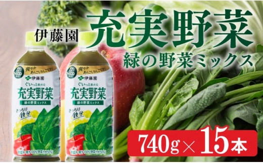 伊藤園 充実野菜 緑の野菜ミックス（PET） 740ｇ×15本 [C07381]