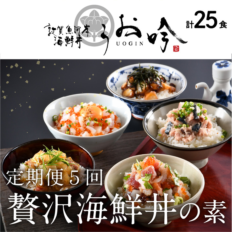 定期便 ≪5ヶ月連続お届け≫ご飯にのせるだけ手間なし「贅沢海鮮丼の素」(計25食) 【冷凍 お取り寄せ グルメ】 [047-j001-B]【敦賀市ふるさと納税】