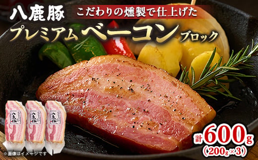 
                  幻のブランド豚 八鹿豚の燻製プレミアムベーコン ブロック 計600g(200g×3)【1725946】
                