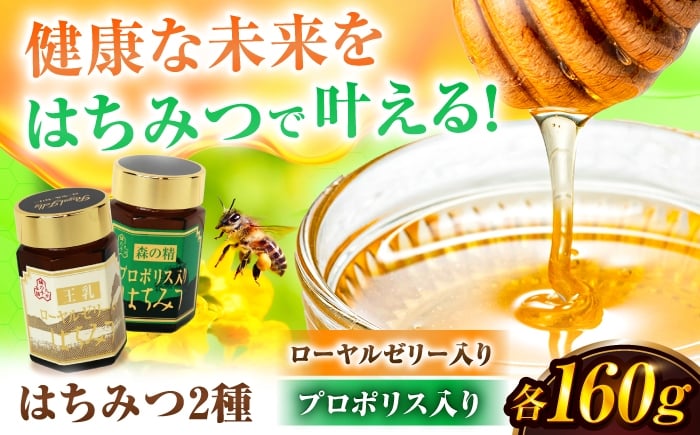 
            ローヤルゼリー入りはちみつ プロポリス入りはちみつ セット 計320g（160g×２） 蜂蜜 はちみつ ハチミツ はにー ハニー 濃厚 健康 女王蜂 のど スピード配送 広川町 / 株式会社九州蜂の子本舗 [AFAI023]
          