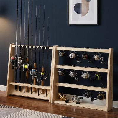 ふるさと納税 横手市 ロッドスタンド10本掛け+リールスタンド片面Lサイズ 【本体:ナチュラル　フェルト:ブラック】 |  | 01