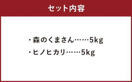 【令和6年産】2種食べ比べ 人吉球磨産 森のくまさん 5kg＋ヒノヒカリ 5kgセット 合計10kg／お米 米 精米 白米 ご飯 ごはん お取り寄せ