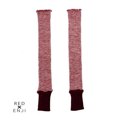 ふるさと納税 田原本町 アームウォーマー ニュアンスカラー切り返しパターン　レッド&amp;エンジ