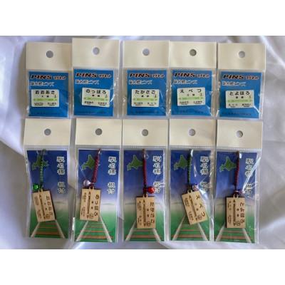 ふるさと納税 江別市 江別管内駅名標PINS&amp;木製根付セット
