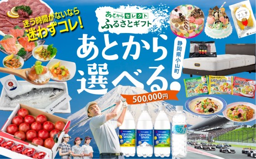 あとからセレクト 【 ふるさとギフト 】 500,000円分｜ あとから選べる ギフト ポイント 専用サイト 交換 駆け込み ｜ 特産品 アイリスオーヤマ シモンズ サーモン 牛肉 ギフト券 チケット ゴルフ 静岡県 小山町