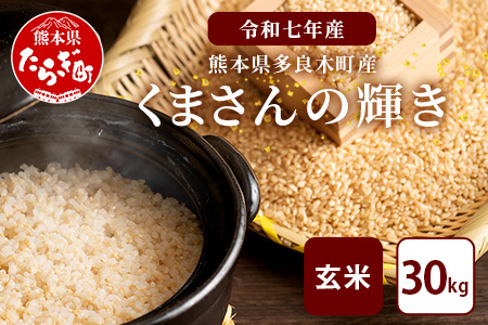 【令和7年産 玄米 】10月中旬～発送 多良木町産「くまさんの輝き」 玄米 30kg 米どころ 多良木町 たらぎ 新米 玄米 上原農園 農家直送 熊本県 30キロ 119-0501