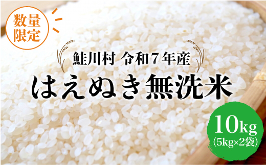 ◇数量限定品◇ 令和8年7月上旬発送 ＜令和7年産＞ はえぬき 【無洗米】 10kg （5kg×2袋）鮭川村