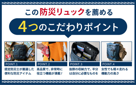防災リュック 豊岡産鞄 Lieben Chama 2人用 防災56点セット ネイビー×グリーン / リーベン チャマ 防災バッグ 防災セット 防災グッズ 食料 防災 非常用トイレ 簡易トイレ 災害 パ