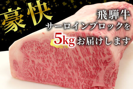 【冷凍配送】 飛騨牛 サーロインブロック 5kg ローストビーフ ステーキ 焼肉 A5 A4 サーロインステーキ サーロイン ブロック ブロック肉 塊肉 国産 牛 冷凍 和牛 牛肉 白川 ギフト 贈答