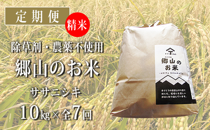 
定期便 10kg×7ヶ月 農薬・除草剤不使用 体に優しいササニシキ「郷山のお米」（5kg×2袋）
