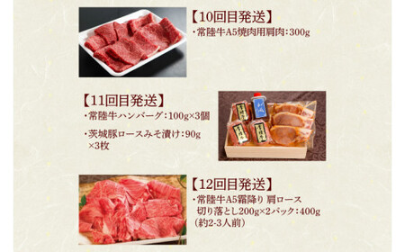 DU-111　【定期便 全12回】茨城県産 常陸牛 12ヶ月 定期便 Aコース ハンバーグ 焼肉 すき焼き しゃぶしゃぶ コンビーフ レトルトカレー【肉のイイジマ】