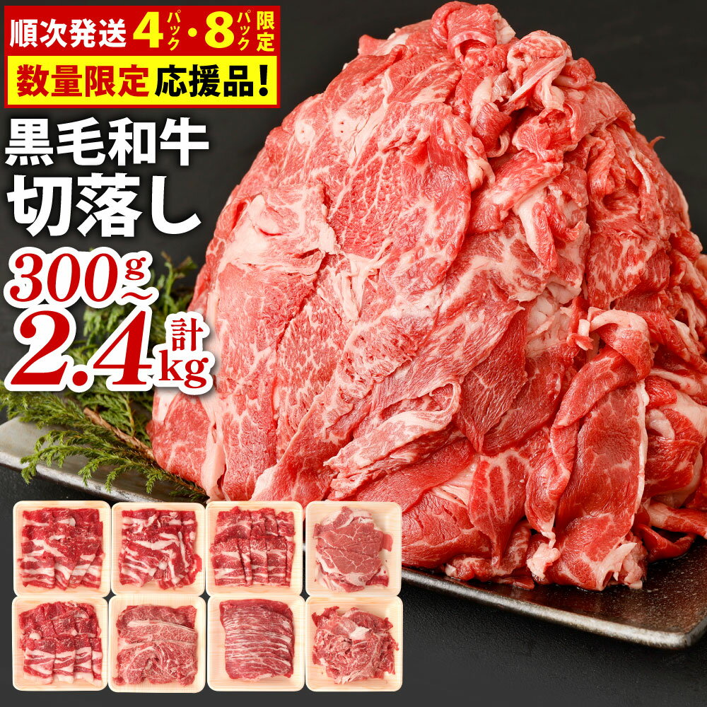 九州産 黒毛和牛 切り落とし 合計2.4kg 300g×8パック 小分け 国産牛 お肉 牛肉 切落し 冷凍 送料無料