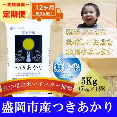 ふるさと納税 盛岡市 【毎月定期便】無洗米 つきあかり 5kg全12回