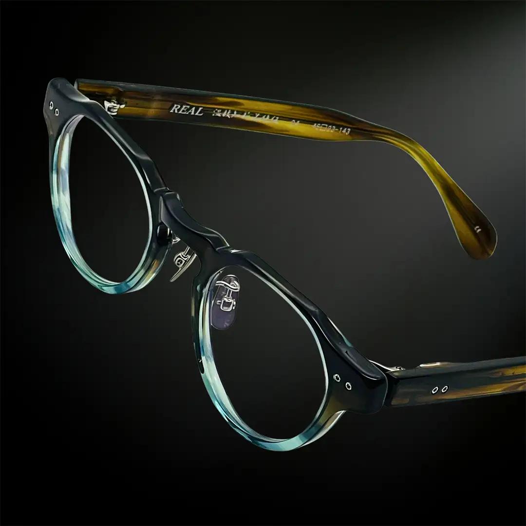 【 リアル メガネ タートル 】ＲＥＡＬ 温故知新 若狭 伍 カラー04 度無しブルーライトカットレンズ＆老眼レンズ対応