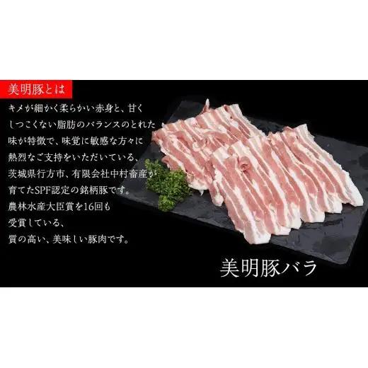 美明豚 × 常陸牛 スライスセットA 約1kg（ 美明豚バラ600g + 常陸牛 もも400g ）（茨城県共通返礼品：行方市）