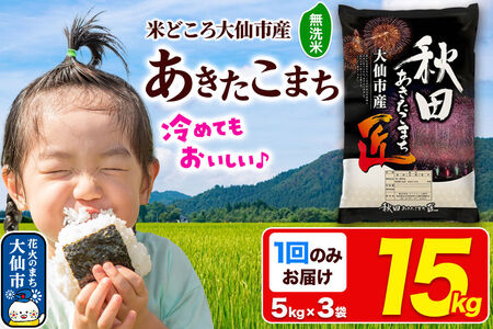 米 あきたこまち【無洗米】15kg（5kg×3袋）秋田県大仙市産 精米 令和7年産