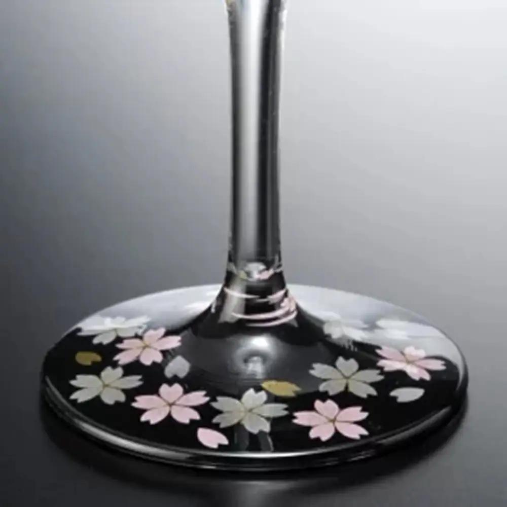 みよし漆器本舗 紀州塗り ぬりもん de Verre ワインカップ 蒔絵 桜 黒 300ml