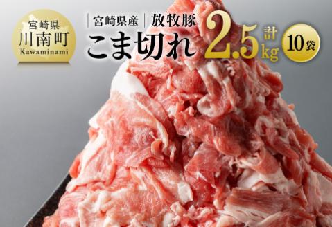 宮崎県産放牧豚 こま切れ 10袋 計 2.5kg 【 豚肉 豚 肉 小間切れ 細切れ 炒め物 】