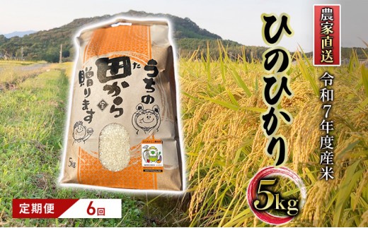 定期便 6ヶ月 米 5kg 令和7年度産 米 ひのひかり 筑後小郡産 農家直送 6回 お米 コメ お楽しみ