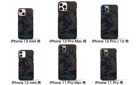 【川西】地図柄iPhoneケース（バックカバータイプ・ブラック） iPhone SE（第3 ／ 第2世代） ／ 8 ／ 7 ／ 6s ／ 6 用［No.325-19］