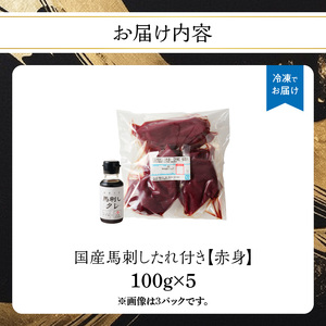 《福岡肥育》国産馬刺したれ付き【赤身】100g×5【冷凍】 176-042