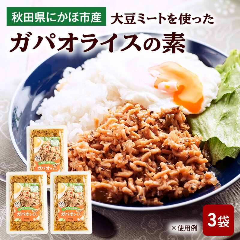 【ふるさと納税】にかほ市産 大豆ミートを使った ガパオライスの素 3袋　ガパオ ご飯の素 混ぜごはんの素 エスニック タイ料理 簡単調理 グルメ 惣菜 おかず 秋田県 にかほ市