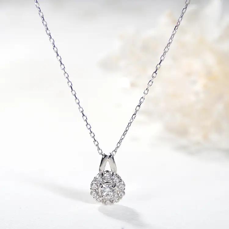 ネックレス プラチナ PT900 ダイヤモンド 0.35ct 取り巻き フラワー ペンダント 【f218-pt】