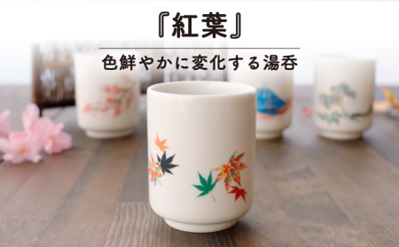 【美濃焼】 温度で変化する 湯呑 (4個) 『桜 ・ 紅葉 ・ 北斎 ・ 富士山』 【丸モ高木陶器】 [TBA118]