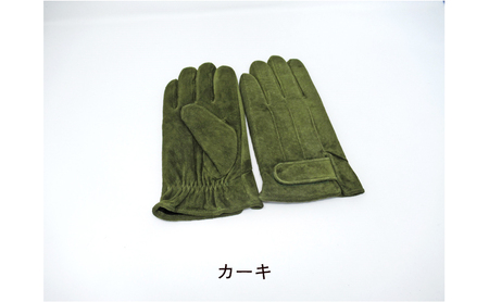 紳士豚革手袋 カーキ