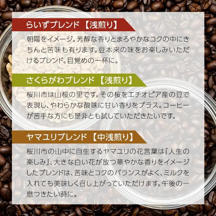 らいず珈琲 オリジナルブレンド ３種（各100g）【豆】  コーヒー 珈琲 豆 オリジナル ブレンド セット 飲み比べ  [CK002sa]