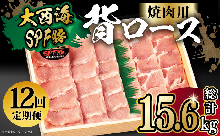 
【月1回約1.3kg×12回定期便】大西海SPF豚 背ロース（焼肉用）計15.6kg 長崎県/長崎県農協直販 [42ZZAA075]
