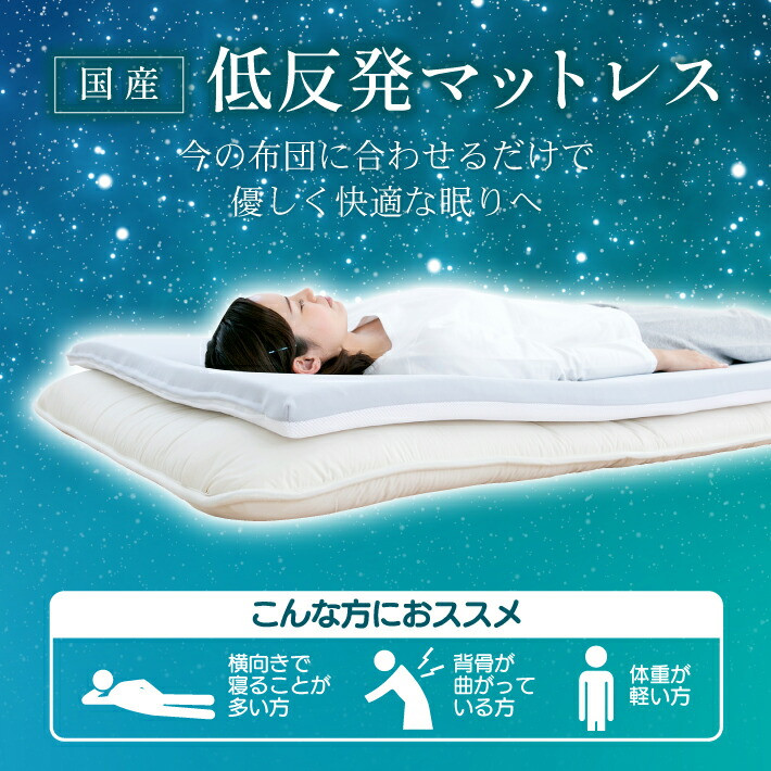 【セミダブル】低反発マットレス 日本製 厚さ約5cm 洗えるカバー メッシュ スムース生地《低反発》