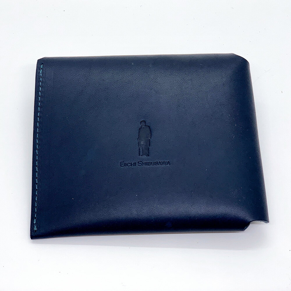 【ふるさと納税】渋沢栄一翁 コンパクト財布 1点 ネイビー 紺色 青 W110×H90×D20mm 牛革 レザー カード 札入れ コイン 小銭入れ 財布 ウォレット 東京都 北区 送料無料