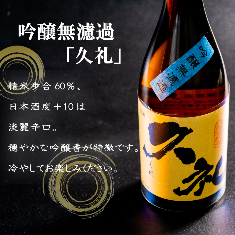 銘酒｢須崎｣純米酒･本醸造酒と｢久礼｣純米吟醸酒･吟醸無濾過 720ml×4本セット