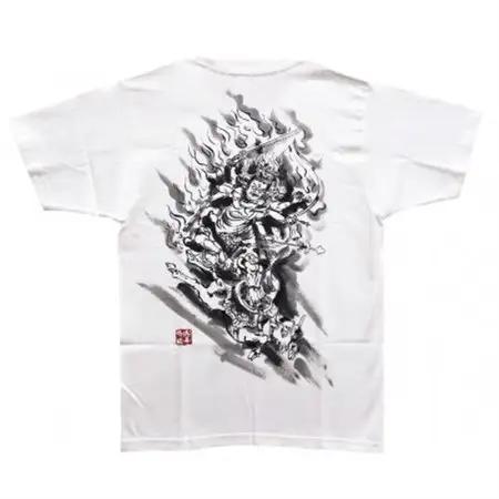 手描きTシャツ 仏画 大威徳明王 白 (半袖 Mサイズ)【1615022】