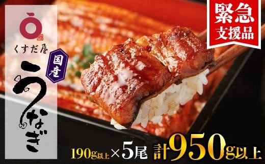 
            【緊急支援品】くすだ屋の鰻5尾 190g以上×5(鹿児島県大崎産)
          