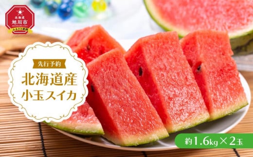 【先行予約】 北海道産小玉スイカ約1.6kg×2玉 (2023年7月中旬から発送予定)