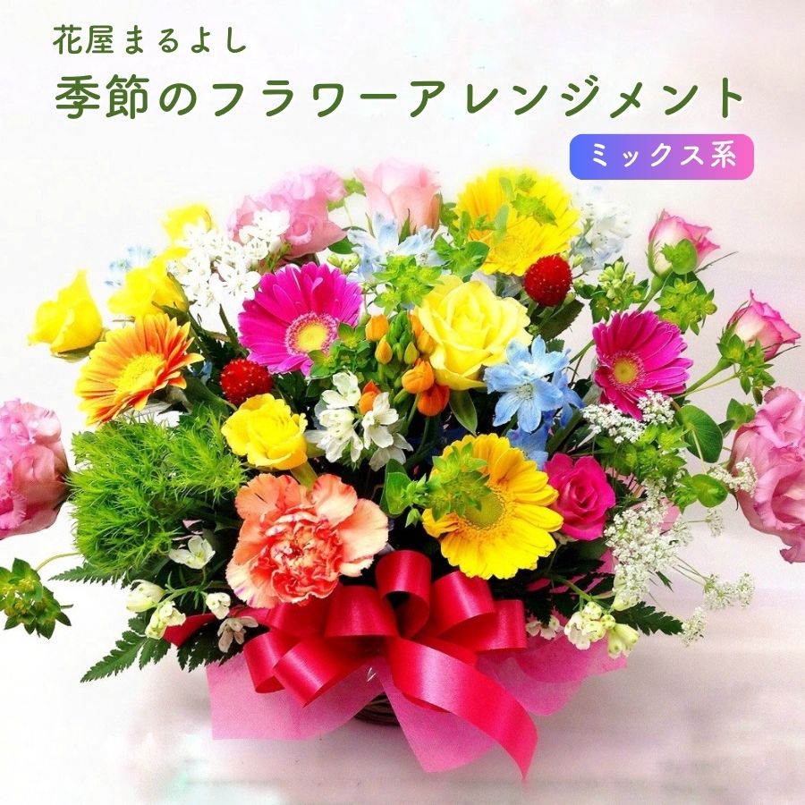 【ふるさと納税】季節のフラワーアレンジメント ミックス 花屋まるよし 花 アレンジメント 生花 フラワーギフト ギフト プレゼント 誕生日 記念日 お祝い