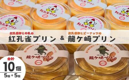 紅孔雀プリン5個と龍ケ崎プリン5個入り10個セット【配送不可地域：離島】【プリン ぷりん 食べ比べ プリン 味比べ ギフト プリン 贈答用 プリン専門店 プリン スイーツ お取り寄せ プリン 内祝い 取り寄せ お取り寄せグルメ プリン お歳暮 お祝い 厳選素材 洋菓子 お菓子 デザート プリン おかし ご褒美 プリン セット 新鮮 人気 プリン 卵 こだわり プリン 濃厚】