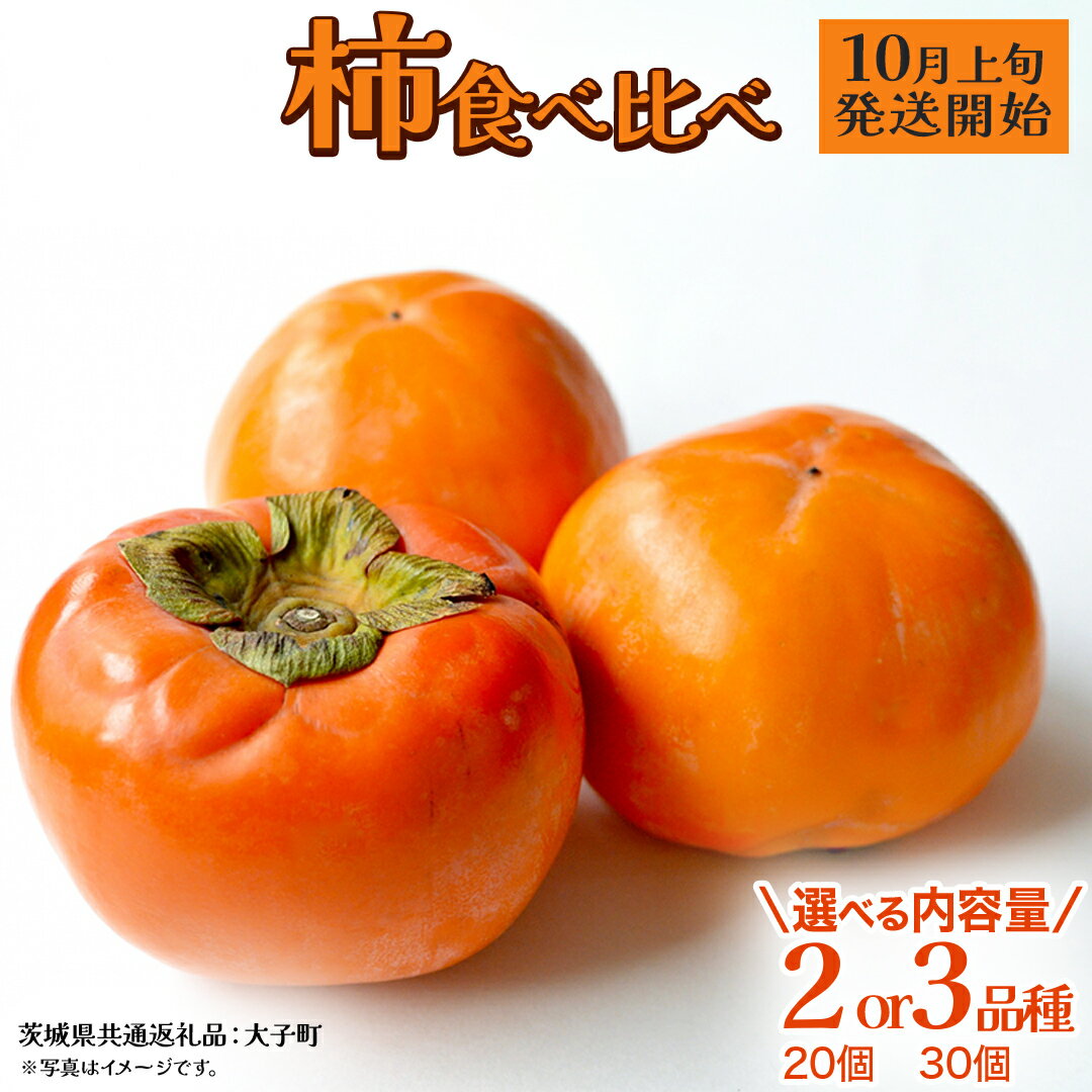 【ふるさと納税】《 選べる 内容量 》柿 食べ比べ 2品種 / 3品種 ×10個【2025年10月上旬発送開始】(茨城県共通返礼品：大子町) 富有柿 次郎柿 種無し柿 筆柿 太秋柿 果物 フルーツ 旬 季節限定 期間限定