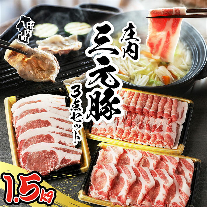 【ふるさと納税】ブランド豚「庄内三元豚」3点セット（計1.5kg）しゃぶしゃぶ 焼肉に ぶた肉 豚肉 高級 ふるさと納税 山形