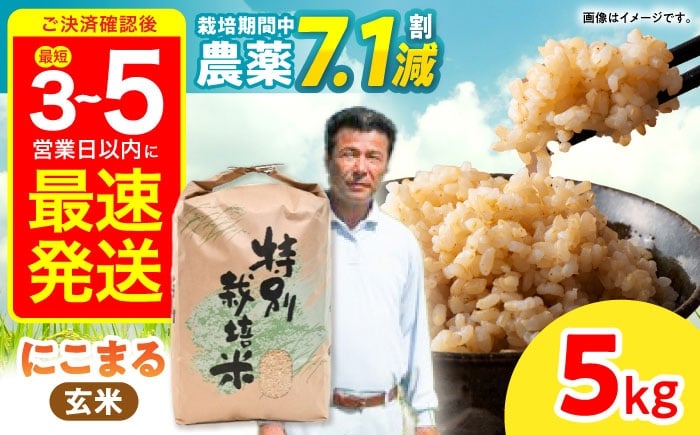
                  【R7年産】九州のこだわり「にこまる」玄米 5kg / 米 こめ お米 おこめ 玄米 げんまい にこまる ニコマル 長崎県産 / 諫早市 / 上島農産 [AHAS013]
                