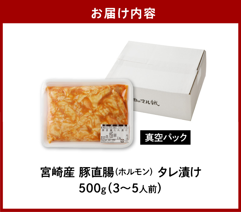 【宮崎産】豚直腸(ホルモン)タレ漬け500g(3～5人前)N061-YA0456_イメージ5