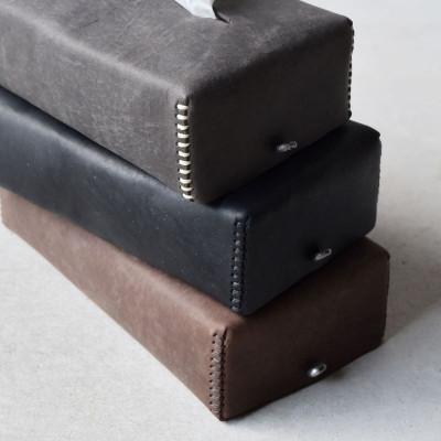 ふるさと納税 河内長野市 本革ティッシュカバー スモーク ブラック 国産レザ- Teha’amana |  | 01